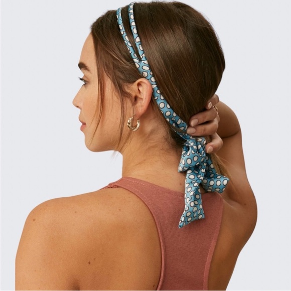 POLKA DOT HEADBAND WITH SCARF TAIL in BLUE NWT - Picture 2 of 4